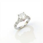 Custom Twisted Band Engagement Ring with Ruby Accent