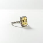 Yellow Emerald cut diamond Engagement Ring