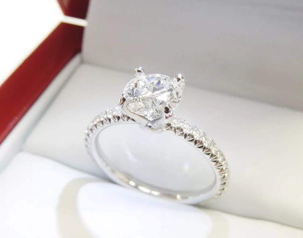 Petite French Pave Engagement Ring Style 4255 DiamondNet   Petite French Pave 1 1024x806 