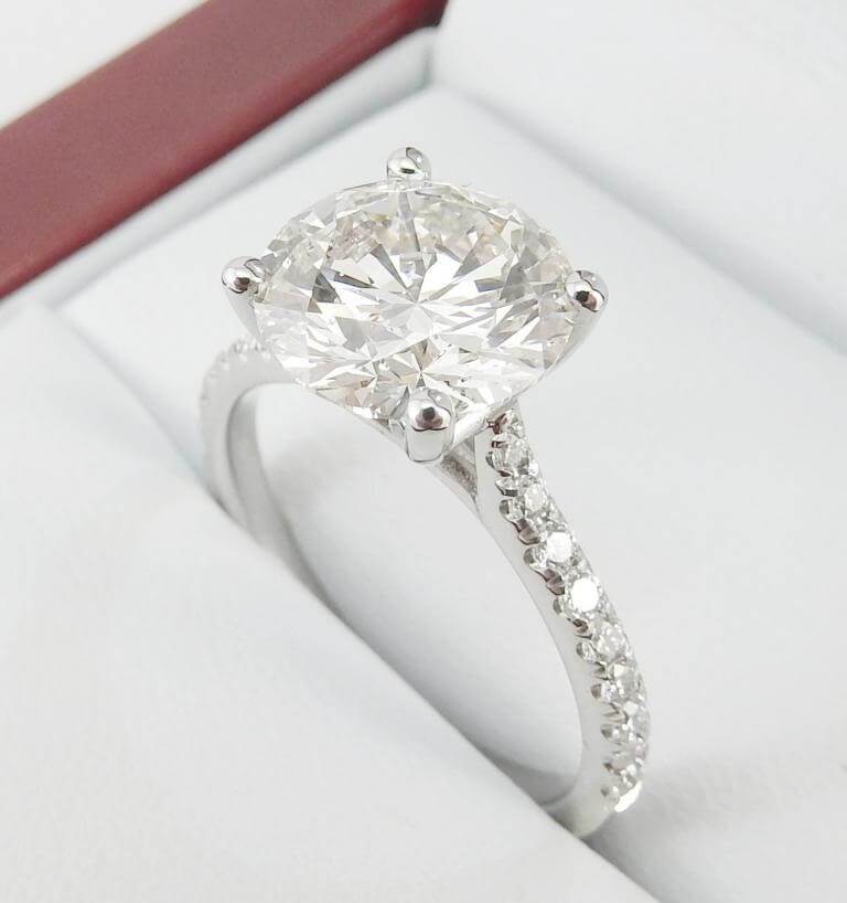 Solitaire Diamond Engagement Ring Pave Setting-4263 - DiamondNet