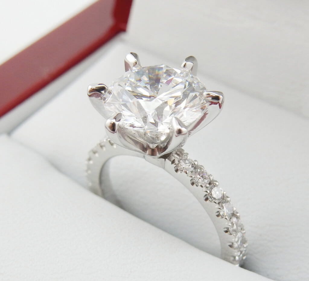 Round Brilliant Six-Prong Engagement Ring Style#4280 - DiamondNet
