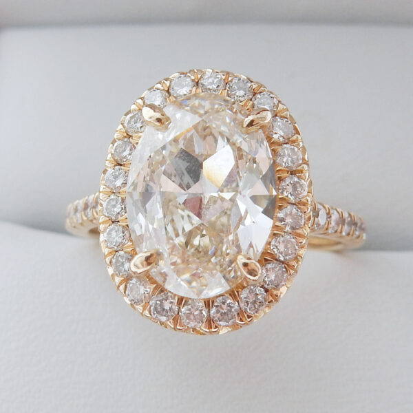 2.57ct Oval Diamond 18k Rose Gold Halo Ring