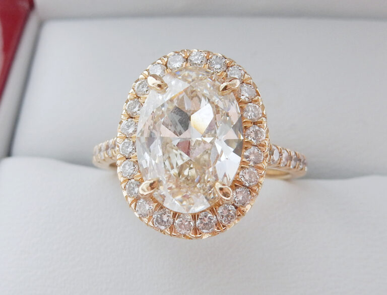 2.57ct Oval Diamond 18k Rose Gold Halo Ring