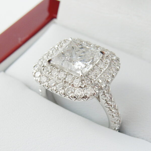 2.76ct Natural Princess Cut in Double Halo Ring