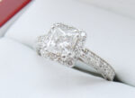 1.06ct Princess Diamond in 19k White Gold Halo Ring