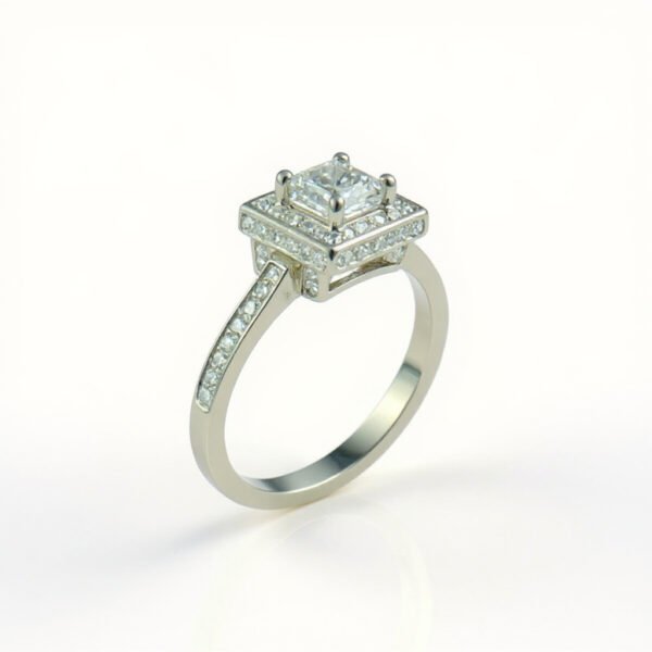Princess Cut Halo Diamond Ring