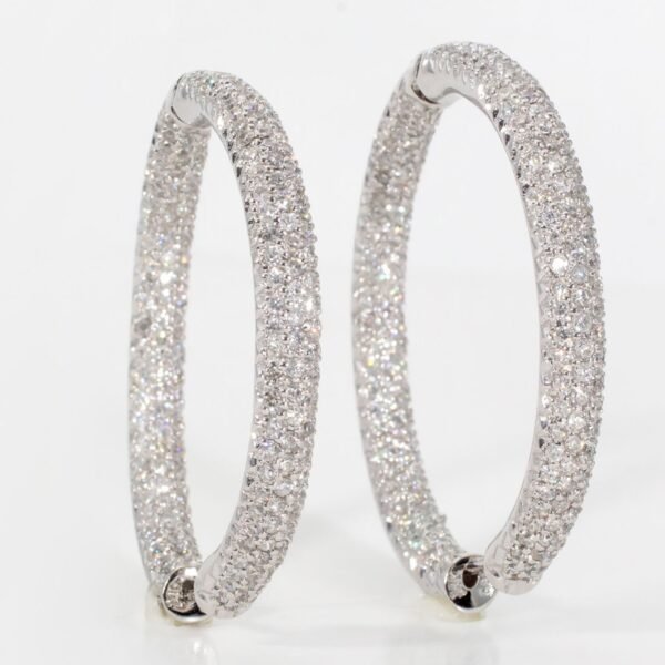 1.5' Inside out hoop earrings with round diamonds.  D2.55ct.t.w.