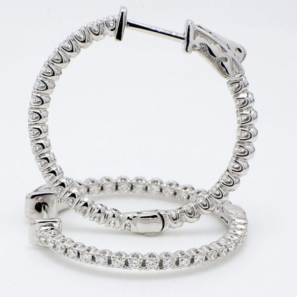 1.5' Inside out hoop earrings with U-prong set round diamonds & with special spring lock.  D2.37ct.t.w.