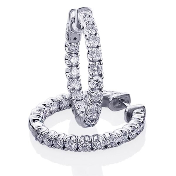 0.75' Inside out hoop earrings with U-prong set round diamonds & with special spring lock.  D1.16ct.t.w.