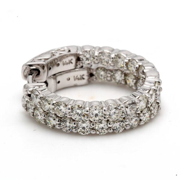 0.75' Inside out hoop earrings with prong set (30) round diamonds & with special spring lock.  D1.83ct.t.w.