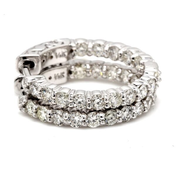 0.75' Inside out hoop earrings with 4-prong set (30) round diamonds & with special spring lock.  D1.74ct.t.w.