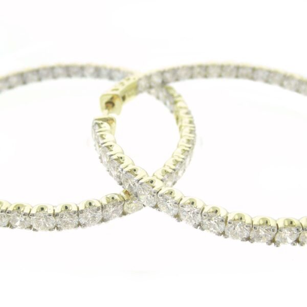 1' Inside out hoop earrings with U-prong set (38) round diamonds.  D2.72ct.t.w.