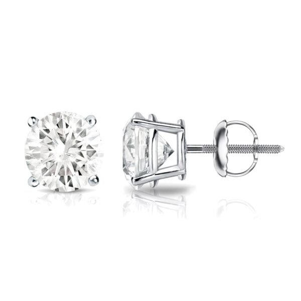 Screw back stud earrings with 4-prong set round diamonds.  D0.70ct.t.w.