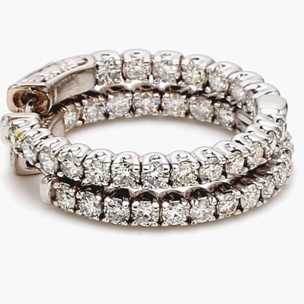 1' Inside out hoop earrings with prong set round diamonds.  D2.02ct.t.w.