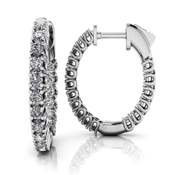 0.75' Inside out hoop earring with U-prong set round diamonds.  D0.97ct.t.w.