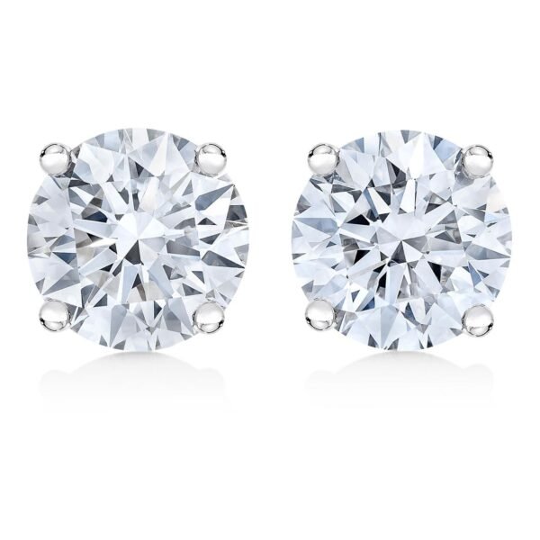 10K White Gold 1-1/2 Cttw Round Brilliant-Cut Near Colorless Diamond Classic 4-Prong Stud Earrings with Screw Backs (I-J Color, I1-I2 Clarity)