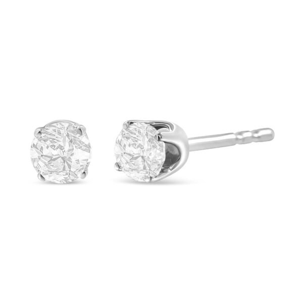 14K White Gold 1/2 Cttw Round Brilliant-Cut Near Colorless Diamond Classic 4-Prong Stud Earrings (J-K Color, SI1-SI2 Clarity)