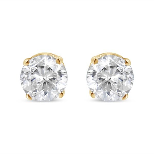 14K Yellow Gold 5/8 Cttw Round Brilliant-Cut Diamond Classic 4-Prong Stud Earrings (K-L Color, SI1-SI2 Clarity)
