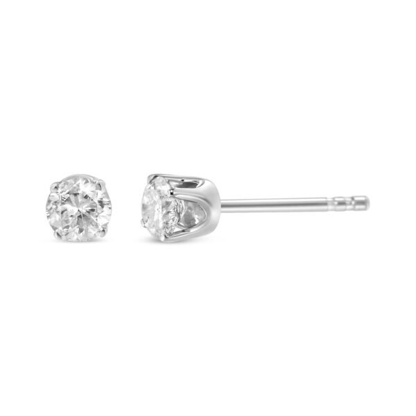 14K White Gold 3/4 Cttw Round Brilliant-Cut Near Colorless Diamond Classic 4-Prong Stud Earrings (J-K Color, SI1-SI2 Clarity)