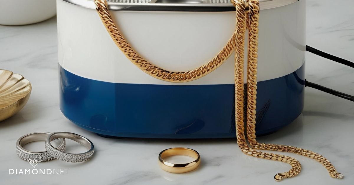 A ultrasonic jewellery cleaner, illustrating the effectiveness of ultrasonic cleaners for jewellery maintenance
