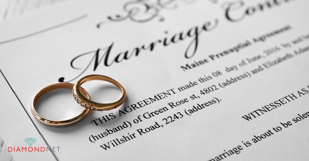 Wedding rings placed on wedding stationery, symbolizing legal considerations of a commitment ceremony.