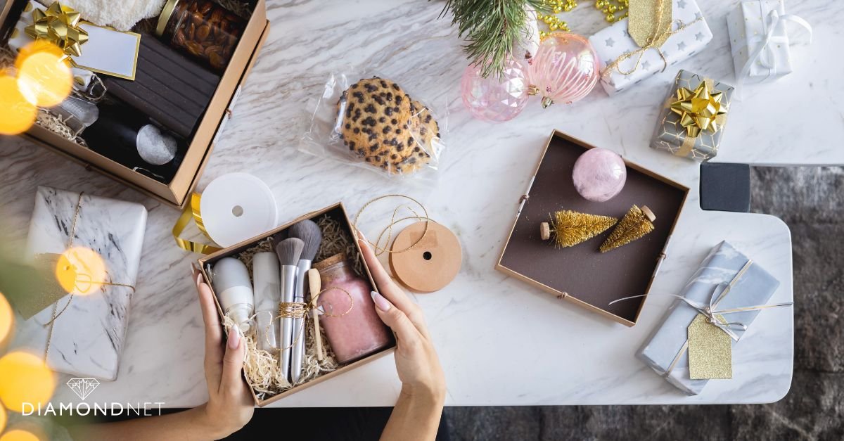 A box of products showcasing personalised engagement gifts