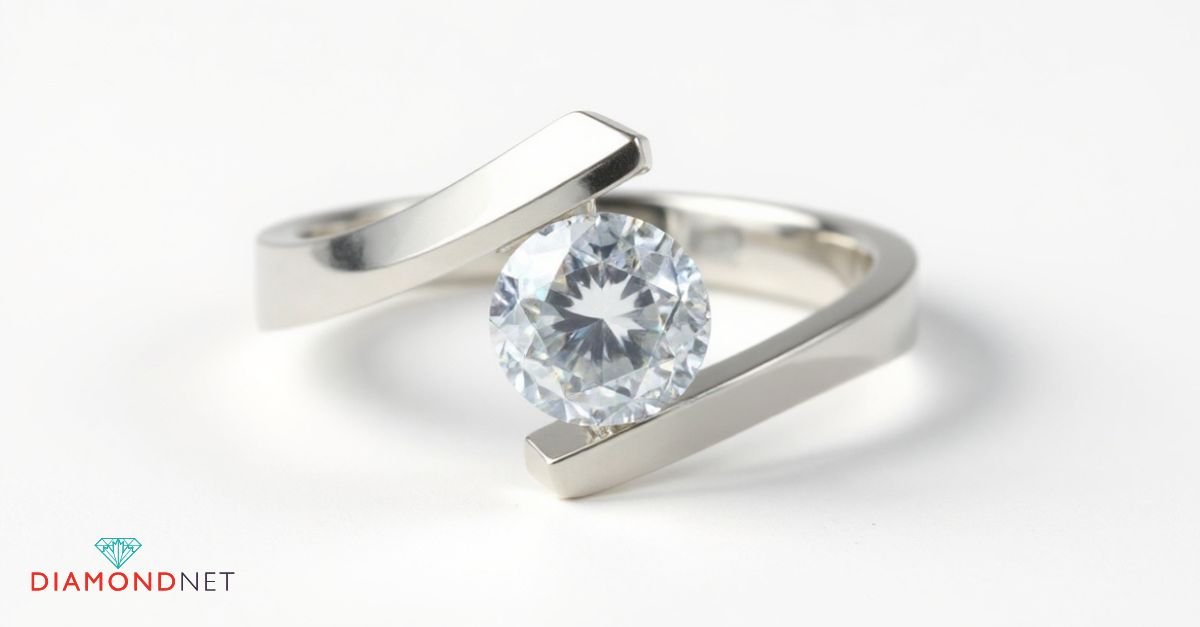 What is a tension setting and how does it work in engagement rings