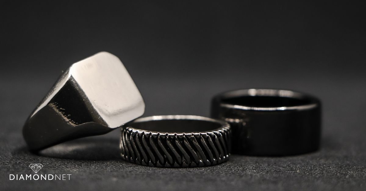 Custom Black Wedding Rings at DiamondNet