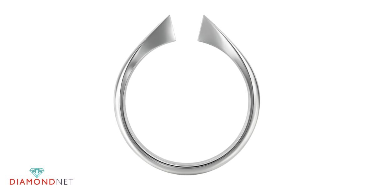 Geometric engagement ring on a hand