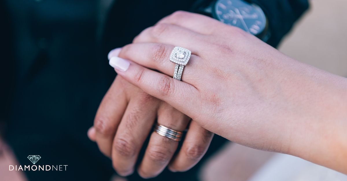 A diamond ring with a split shank band